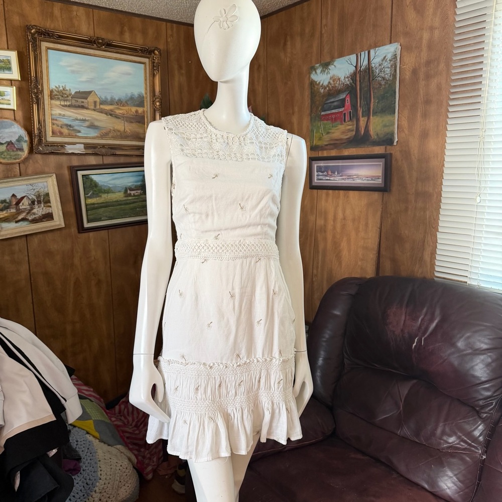 Foxiedox Cotton Embroidered Crochet Dress